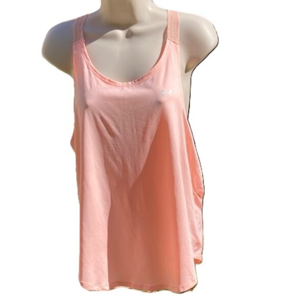 UNDER ARMOUR Heat Gear Loose Fit Lightweight Peach Tank Top Womens Large - Picture 1 of 9